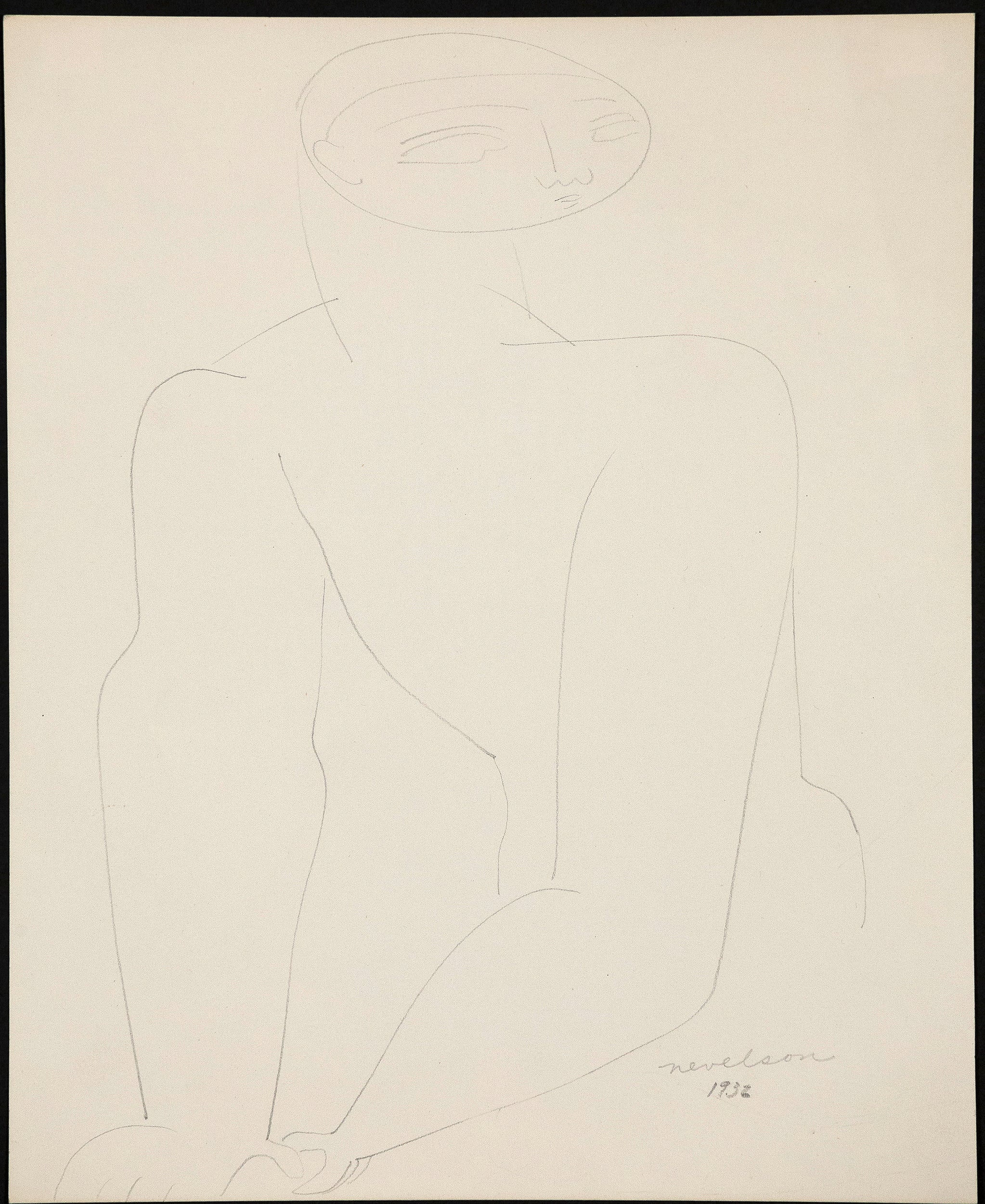 LOUISE NEVELSON "MALE NUDE" DRAWING, 1932 - Image 10