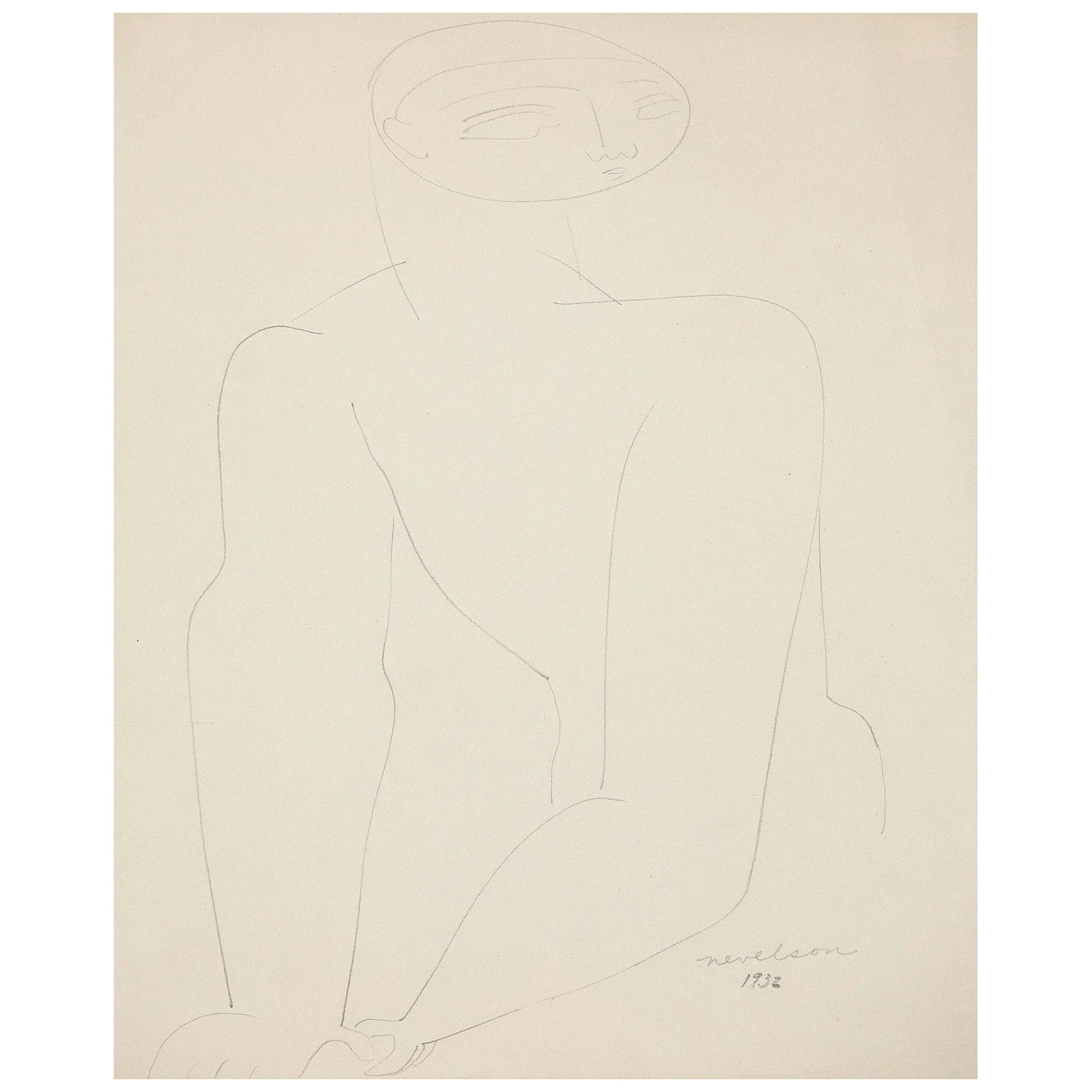 LOUISE NEVELSON "MALE NUDE" DRAWING, 1932 - Image 9