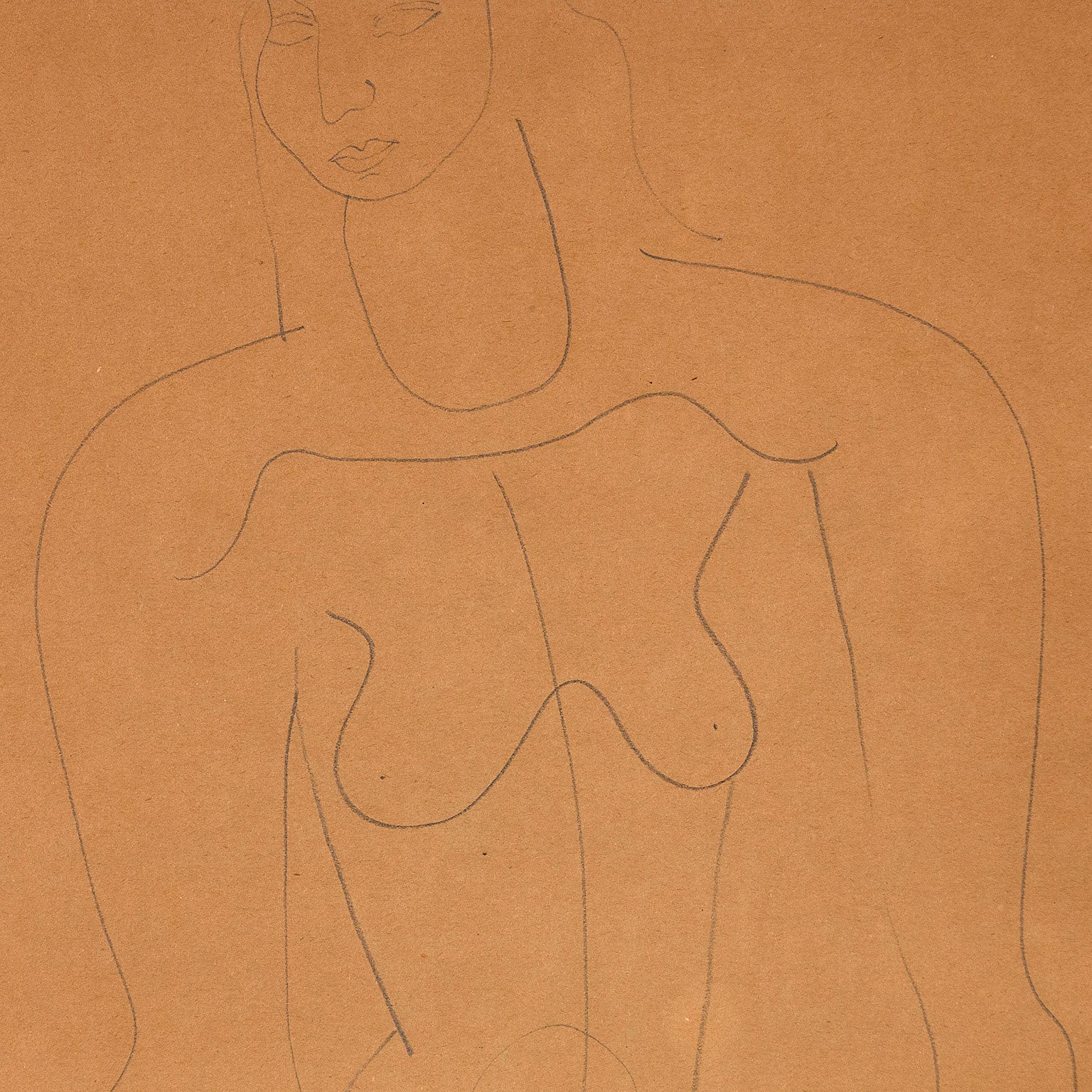 LOUISE NEVELSON "SEATED FEMALE NUDE" DRAWING, c. 1930 - Image 4