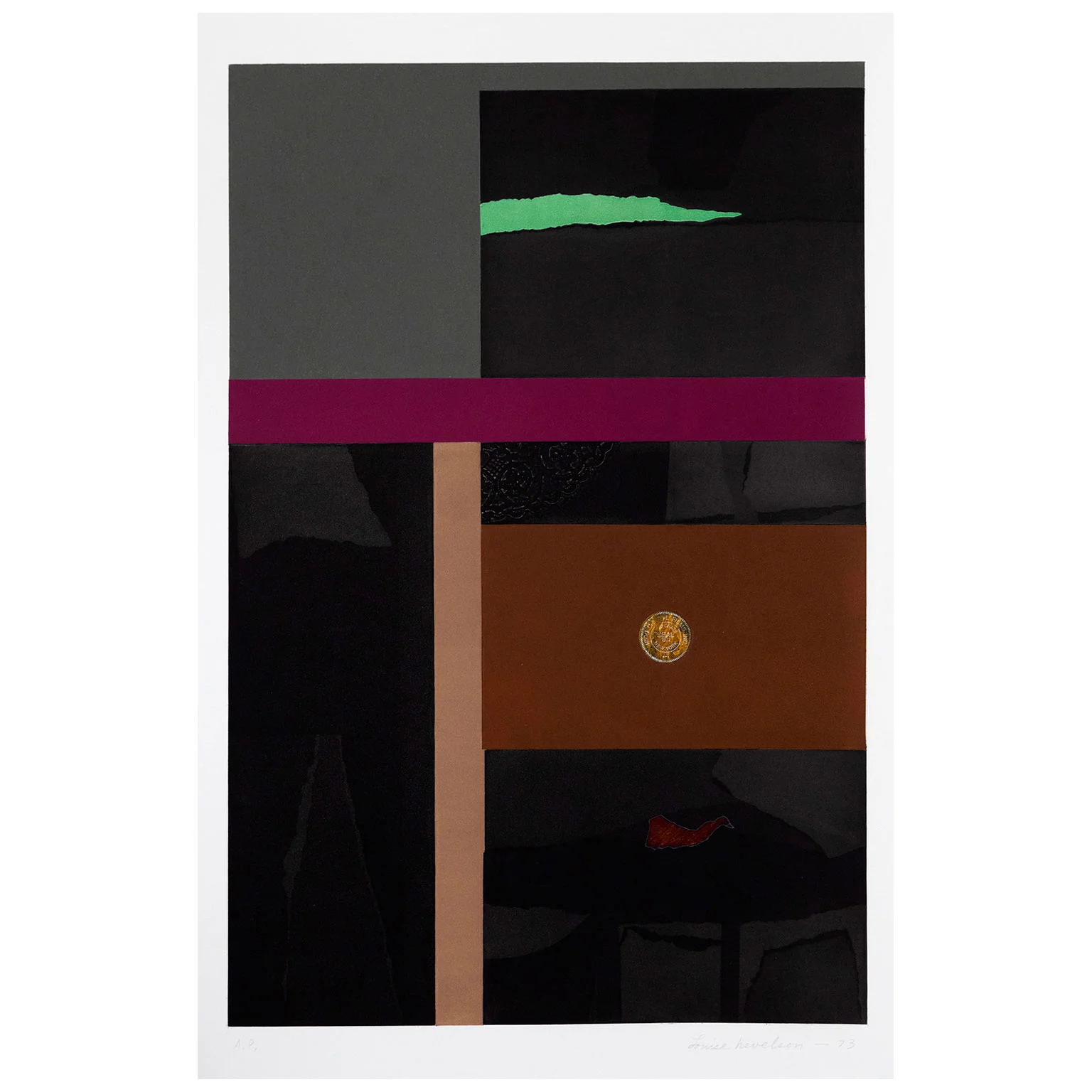 LOUISE NEVELSON "PURPLE STRIPE" AQUATINT, 1973 - Image 2