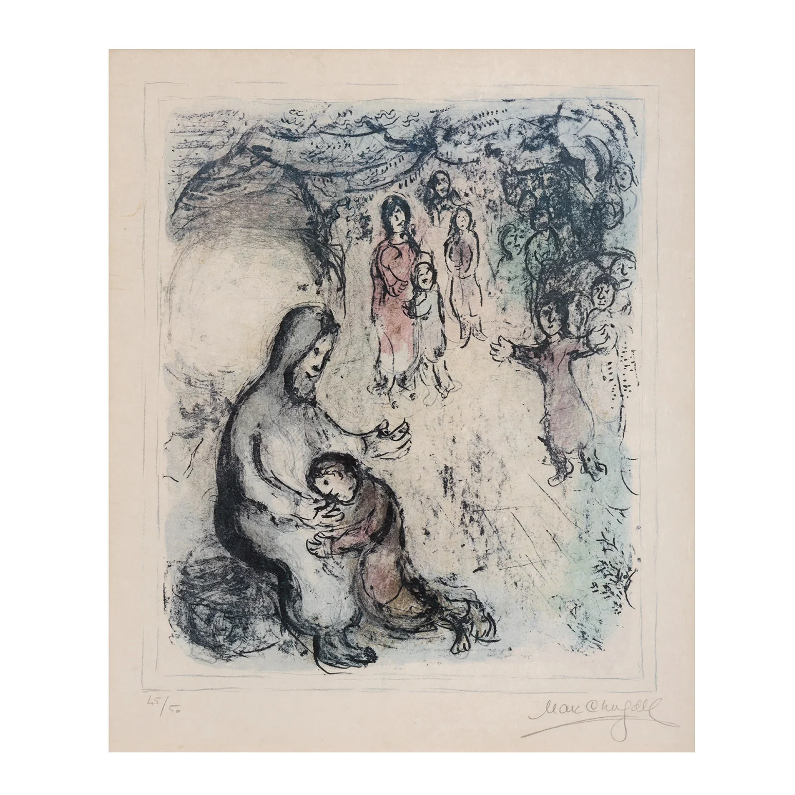 MARC CHAGALL "JACOB'S BLESSING" LITHOGRAPH, 1979 - Image 3