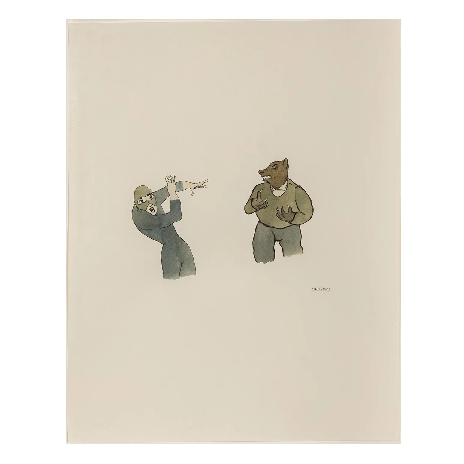 MARCEL DZAMA "SCARED WOLFMAN" WATERCOLOR, 1998 - Image 3