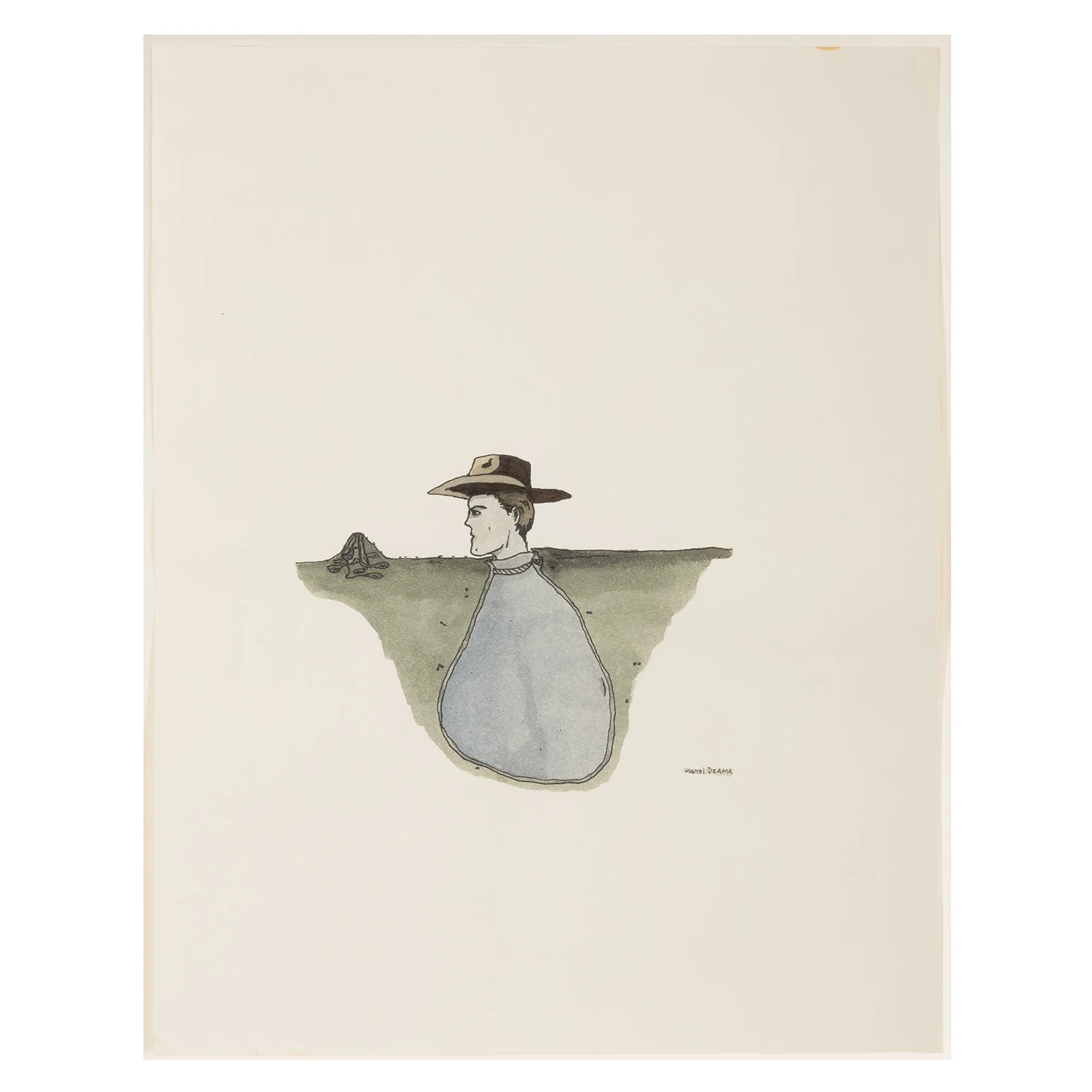 MARCEL DZAMA "SELF-POSSESSION" WATERCOLOR, 1998 - Image 3