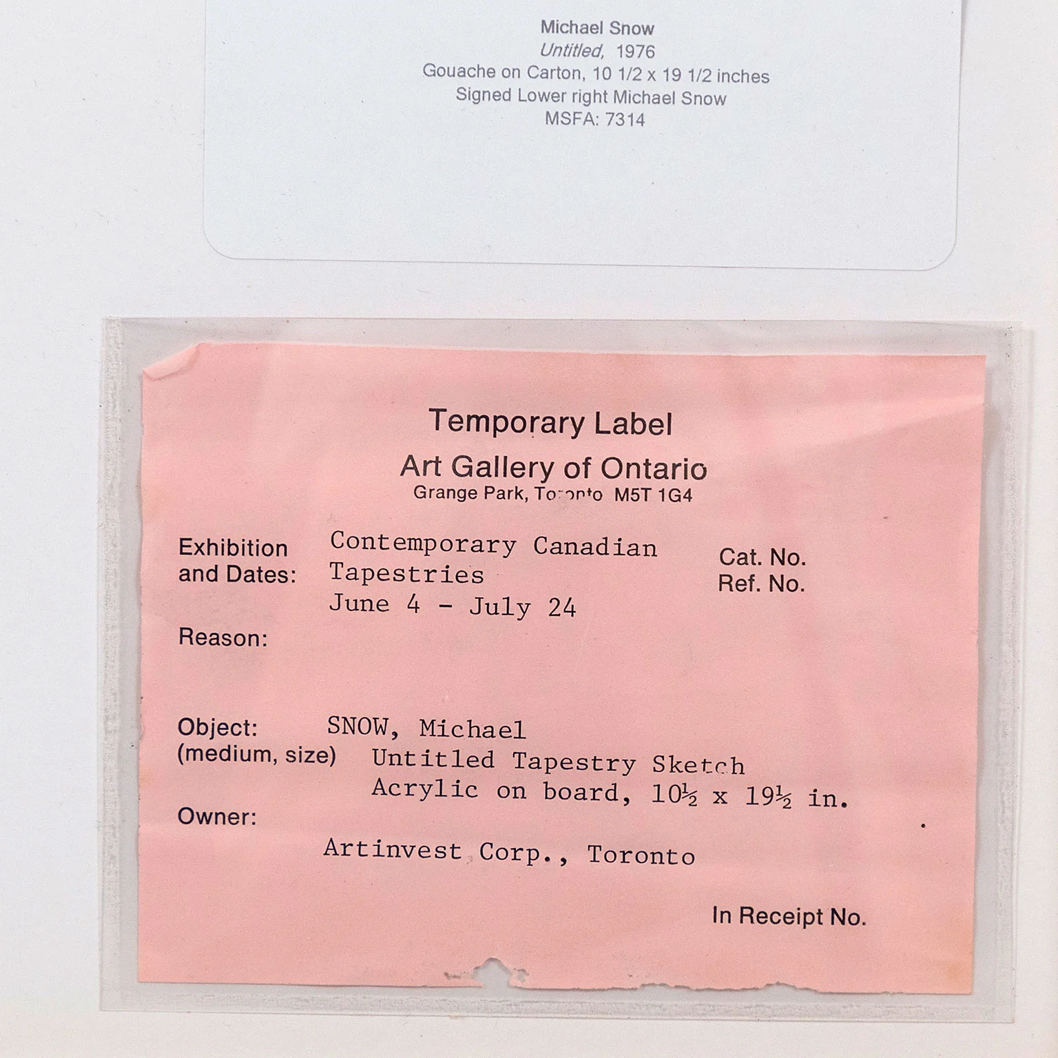 MICHAEL SNOW "TAPESTRY SKETCH" 1977 - Image 8