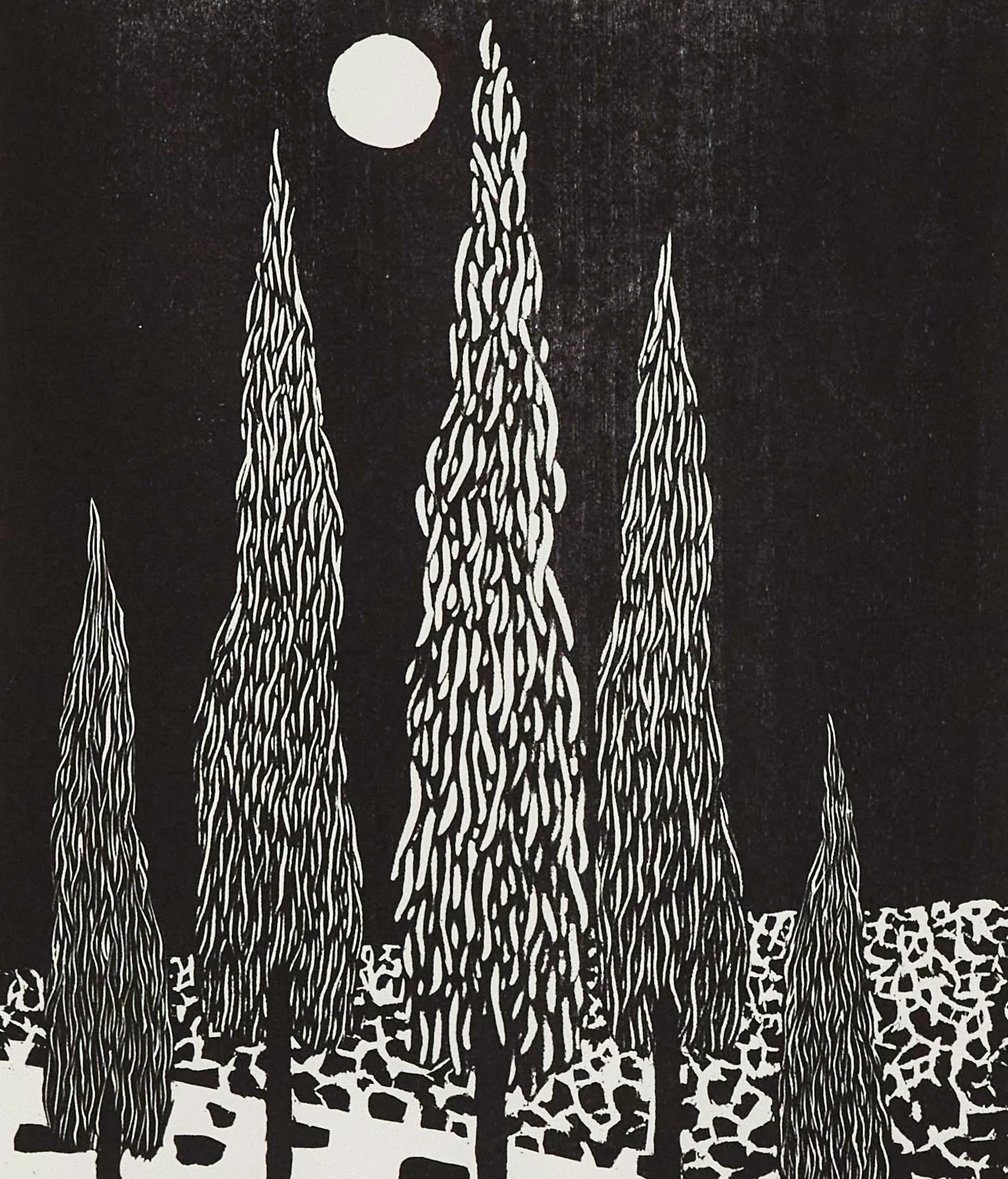 NICOLAS PARTY "TREES" WOODCUT, 2020