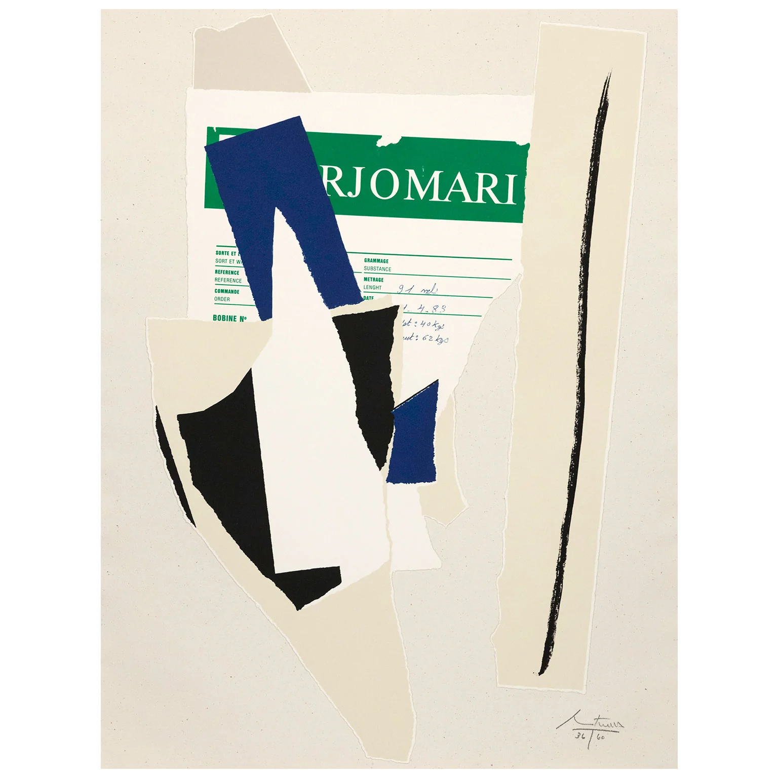 ROBERT MOTHERWELL "AMERICA-LA FRANCE VARIATIONS IX" LITHO, 1984 - Image 2