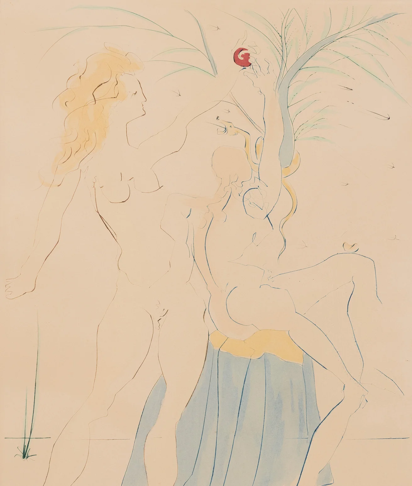 SALVADOR DALI "ADAM & EVE" ETCHING, 1975