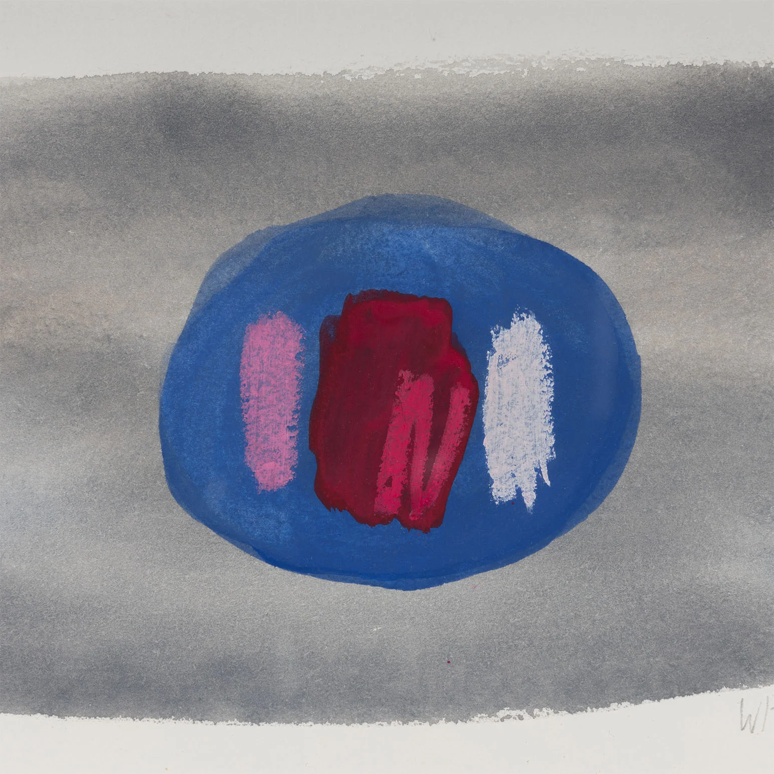 WILLIAM PEREHUDOFF "BLUE DOT" WATERCOLOR, 1980 - Image 5